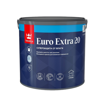 Краска TIKKURILA Euro Extra 20  краска для стен и потолков, база А,С, ведро 2,7 л (акриловая)