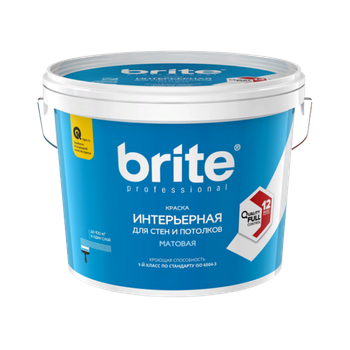 Краска BRITE PROFESSIONAL для стен и потолков матовая база С, ведро 2,7 л