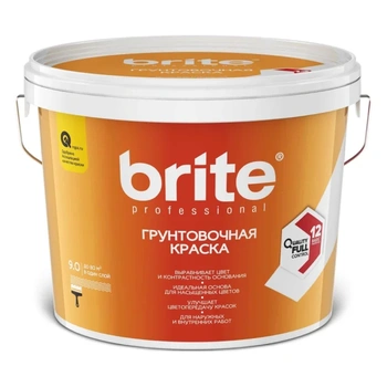 Краска BRITE PROFESSIONAL грунтовочная белая база А, ведро 2,7 л