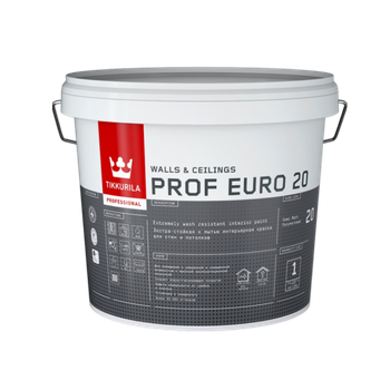 Краска TIKKURILA PROF EURO 20 экстра-стойкая краска для стен и потолков, база А,С, ведро 2,7 л (акриловая)