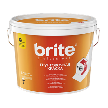 Краска BRITE PROFESSIONAL грунтовочная белая база А, ведро 9 л