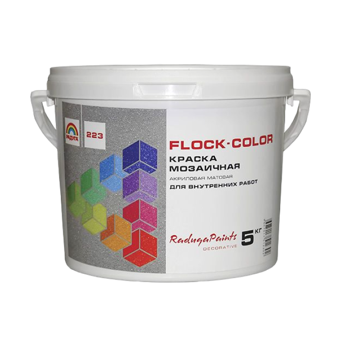 Краска РАДУГА 223 Flock-Color мозаичная 10 кг (акриловая) (фото 1)