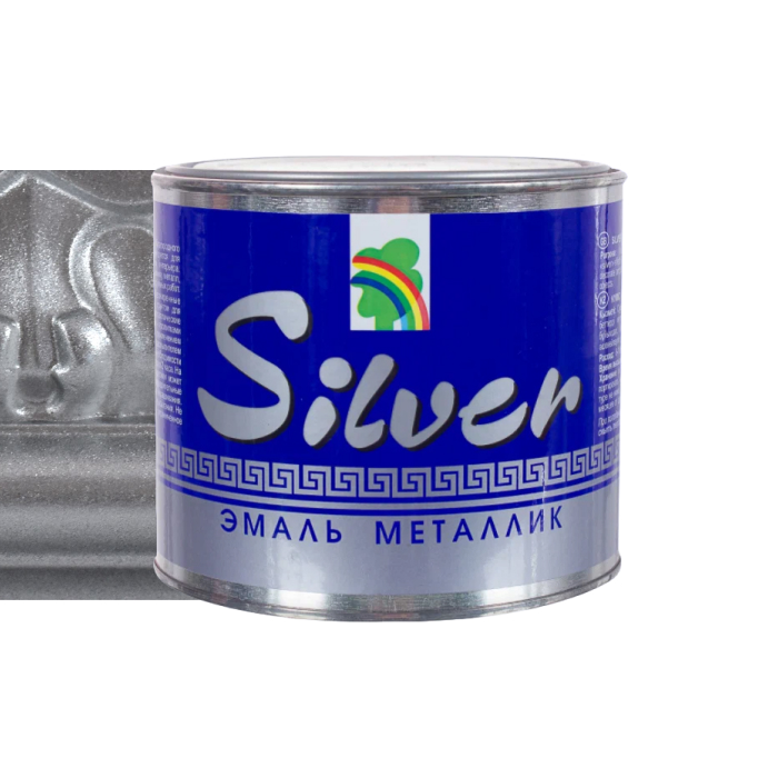 Эмаль РАДУГА 117 декоративная металлик SILVER 0,4 л (фото 1)