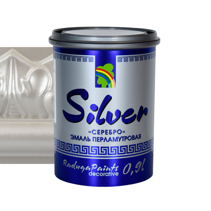 Эмаль РАДУГА 117 декоративная перламутровая SILVER 0,9 л (фото 1)